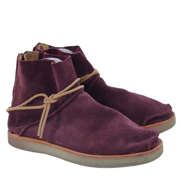 Satorisan Silverlake Suede Ankle Booties Tie Moccasins Purple Size 38 US 7.5 - Picture 1 of 9